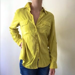 NEXX Yellow 100% Silk Long-sleeve Button-down Shirt